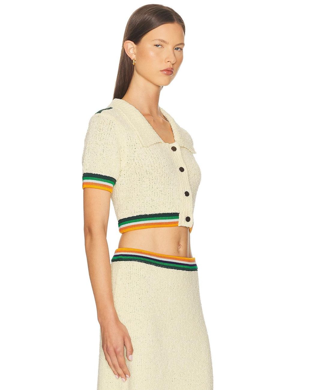 Christopher John Rogers Yellow Cropped Polo Top