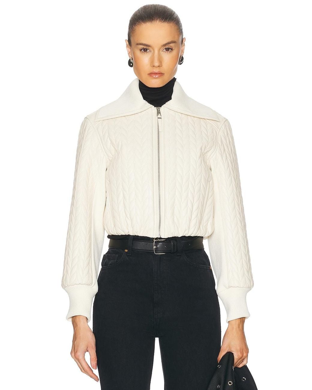 Jonathan Simkhai White Palmer Quilted Cropped Jacket