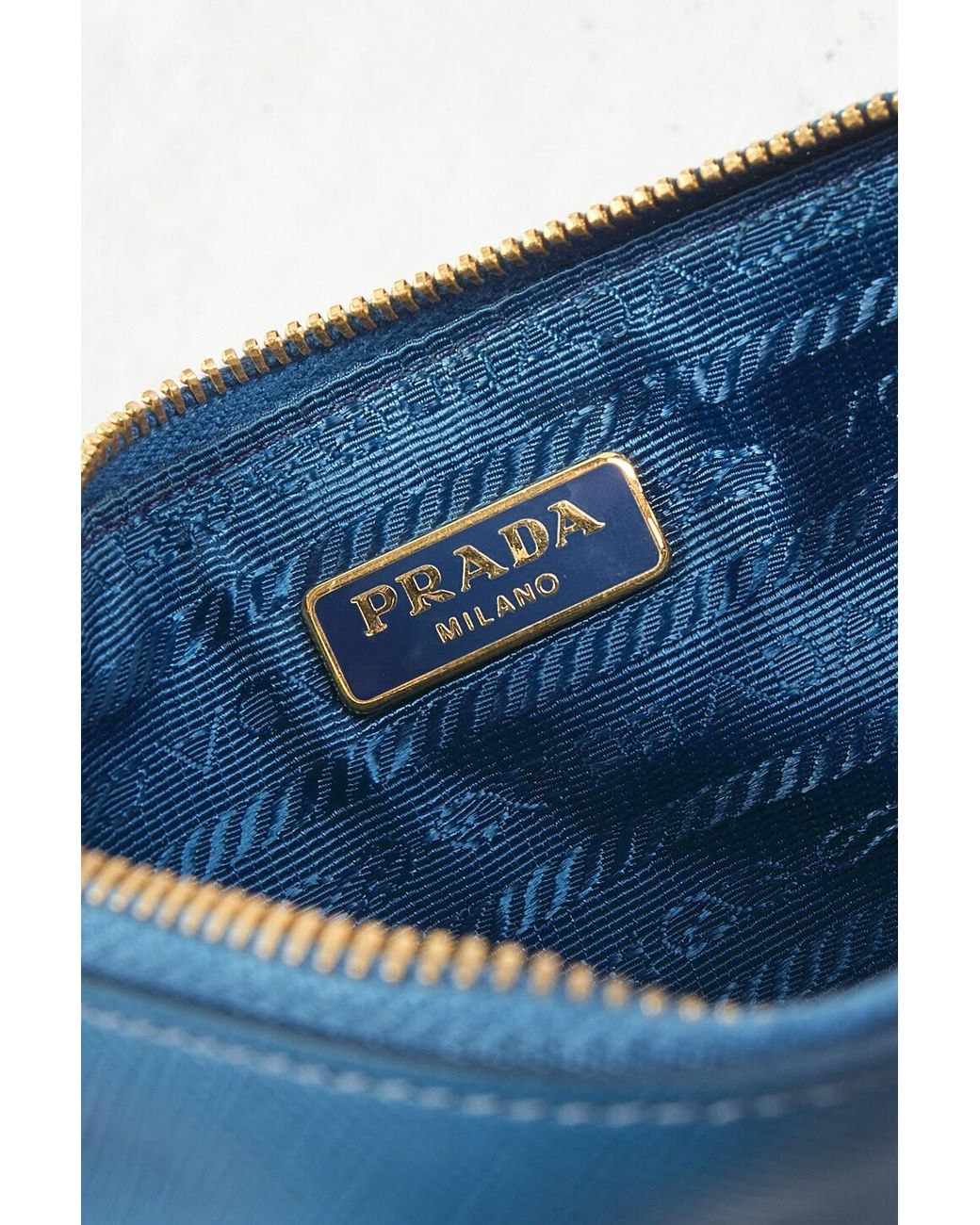 Prada Blue Saffiano Pouch