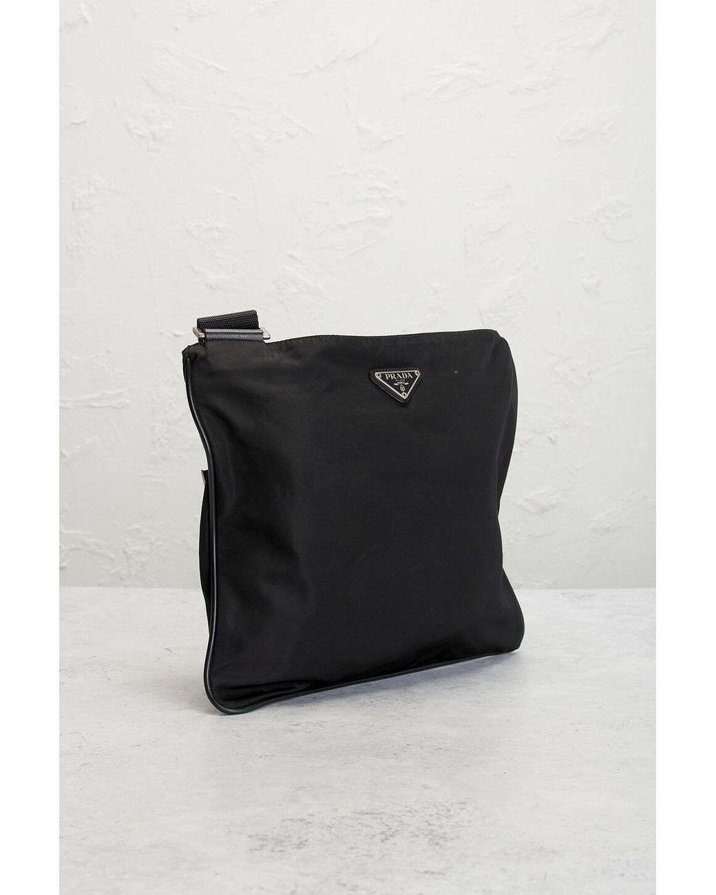 Prada Black Tessuto Flat Messenger Bag