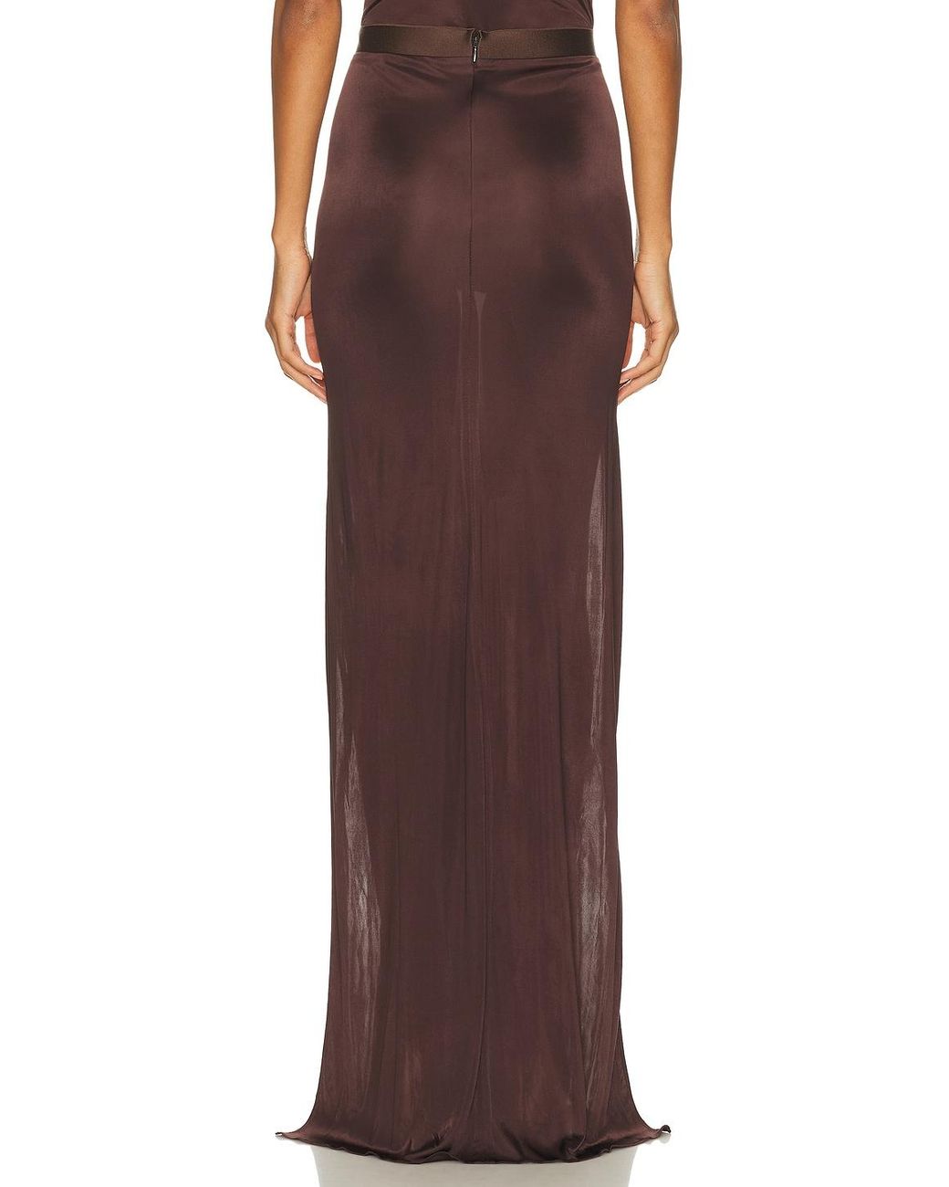 Atlein Brown Double Slit Skirt
