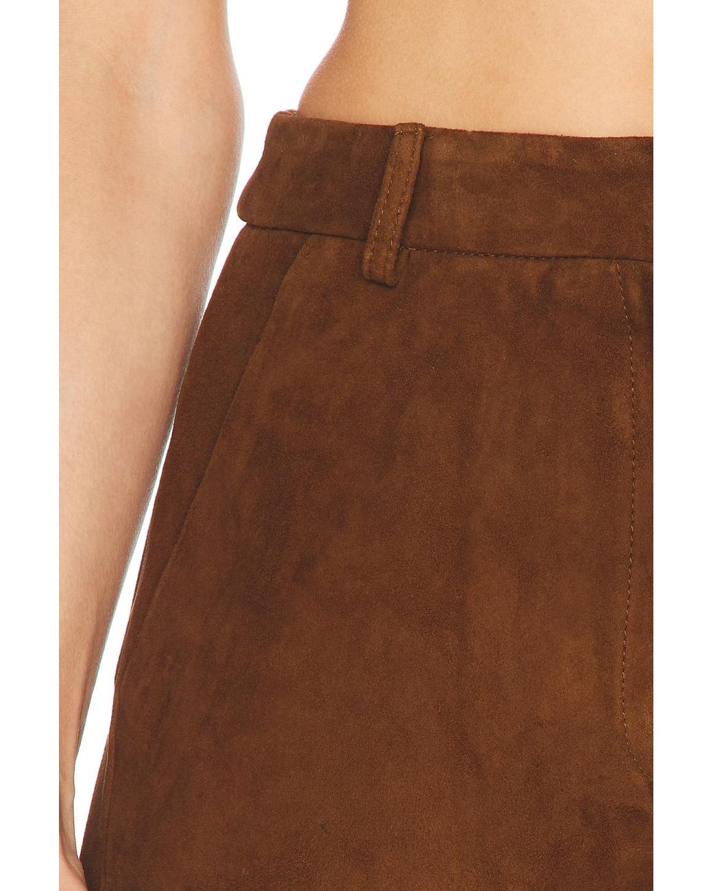 AEXAE Brown Leather Suede Short