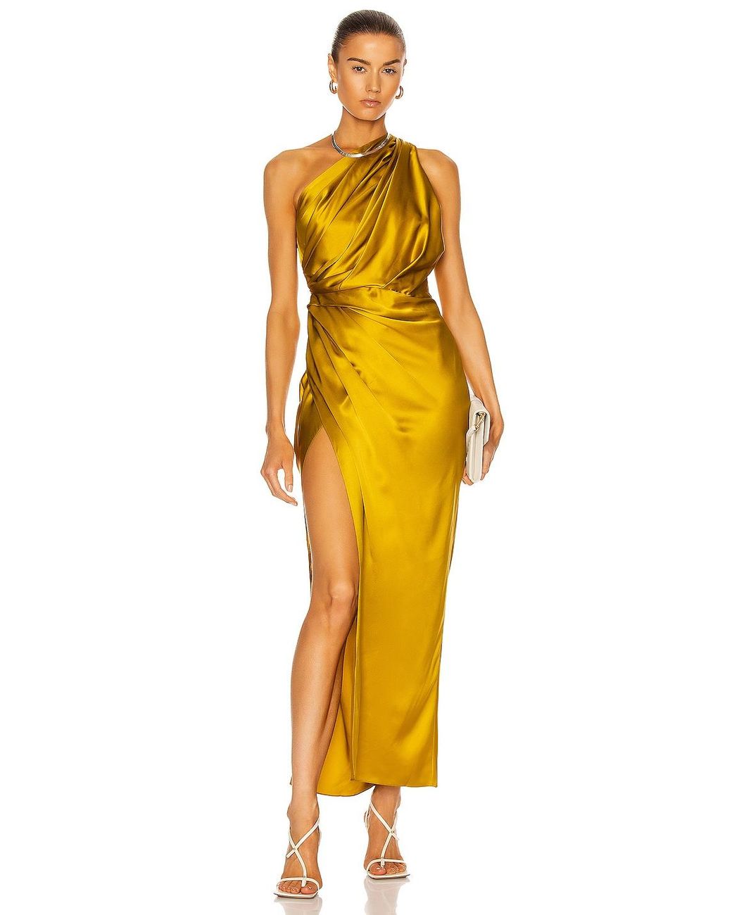 The Sei Asymmetric Draped Dress in Yellow | Lyst