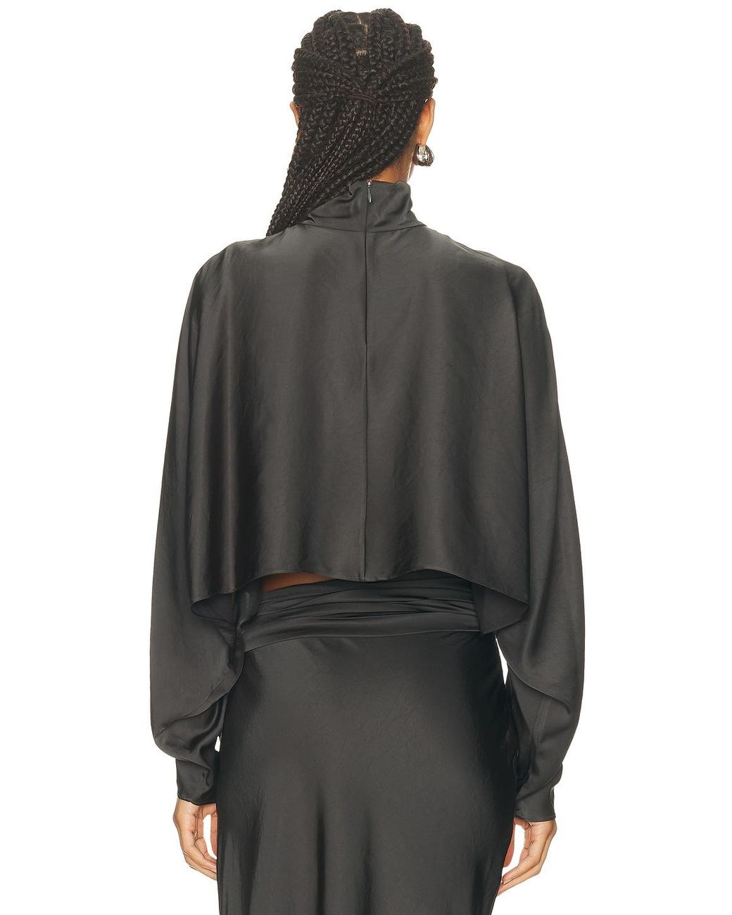 LAPOINTE Gray Lightweight Satin Caftan Top