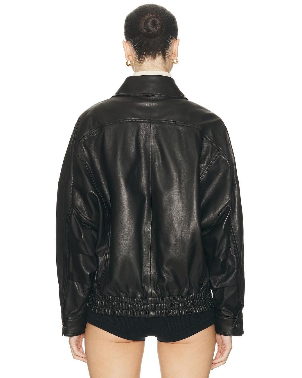 Nour Hammour Black Dalma Relaxed Leather Jacket