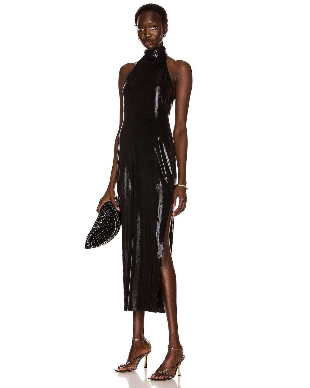 norma kamali halter turtle gown