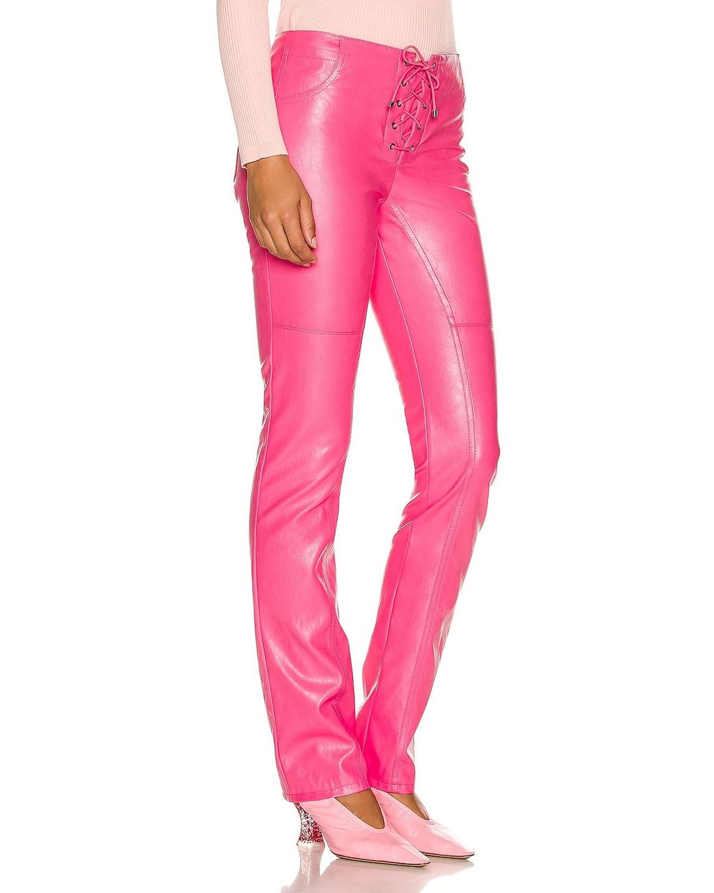 Blumarine Eco Leather Pant in Fuchsia 