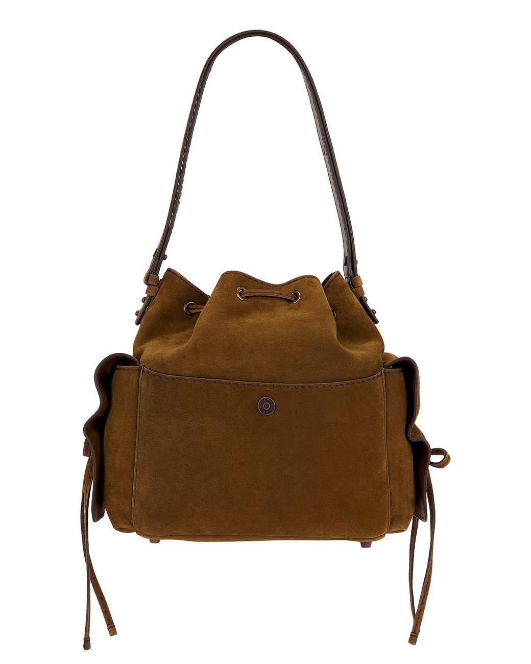 Acne Brown Multipocket Bucket Suede Bag