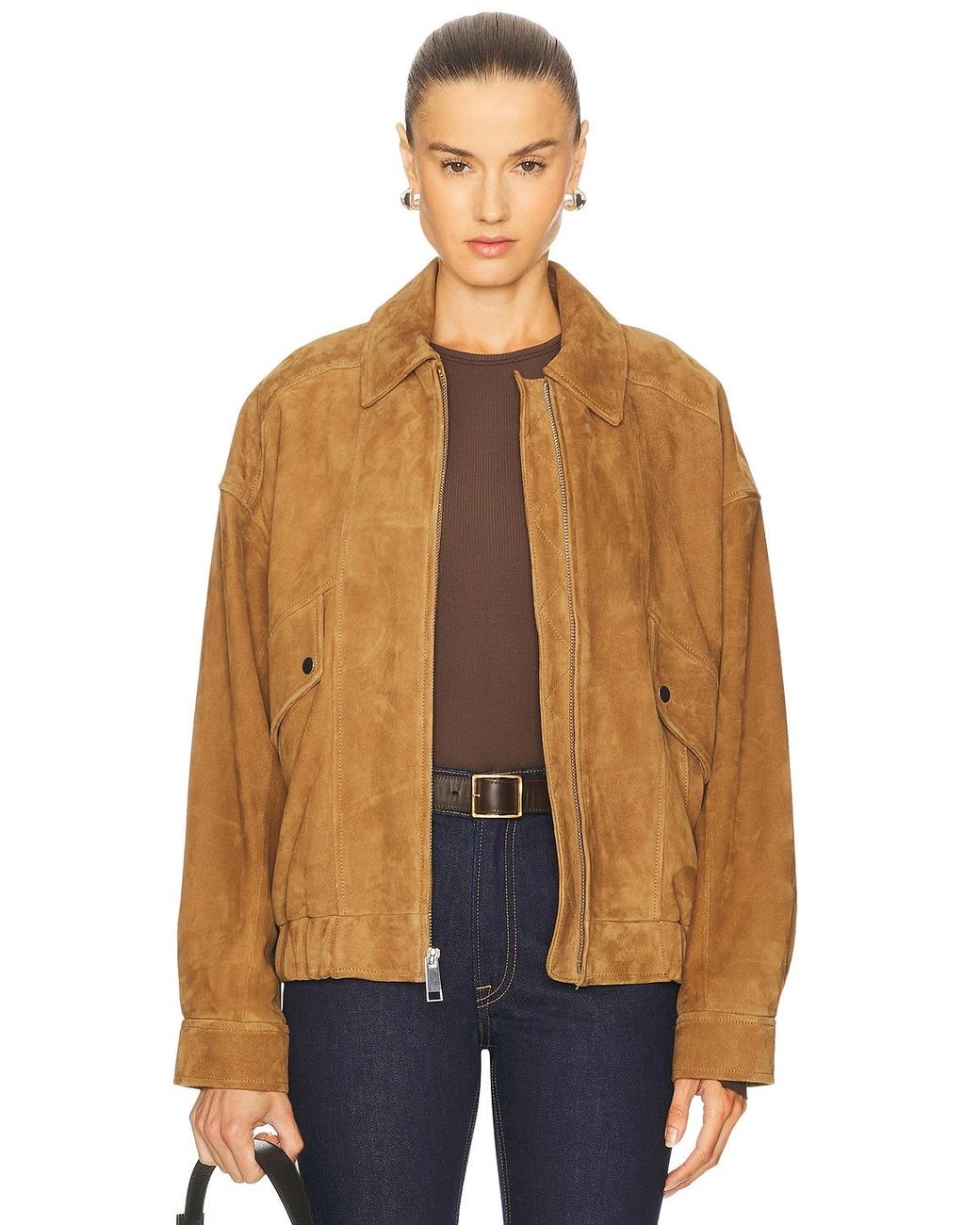GRLFRND Blue Wren Suede Bomber