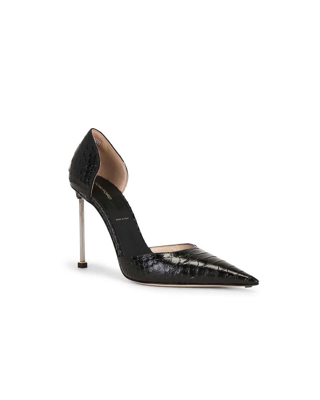 Tom Ford Black Printed Python D'Orsay Pump