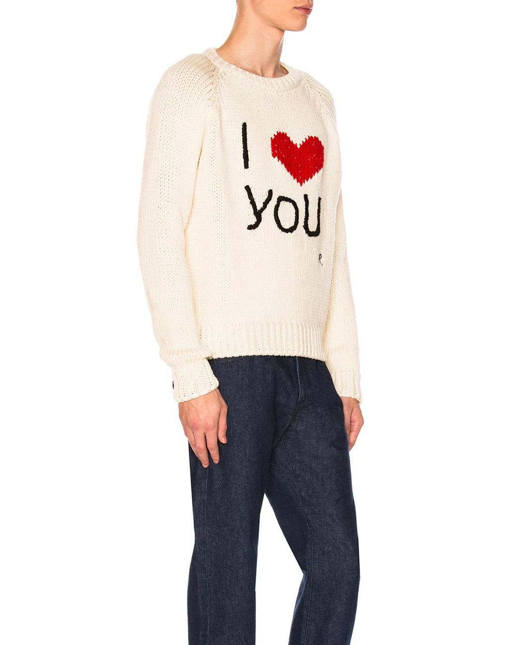 Raf Simons I Love You Sweater in White | Lyst
