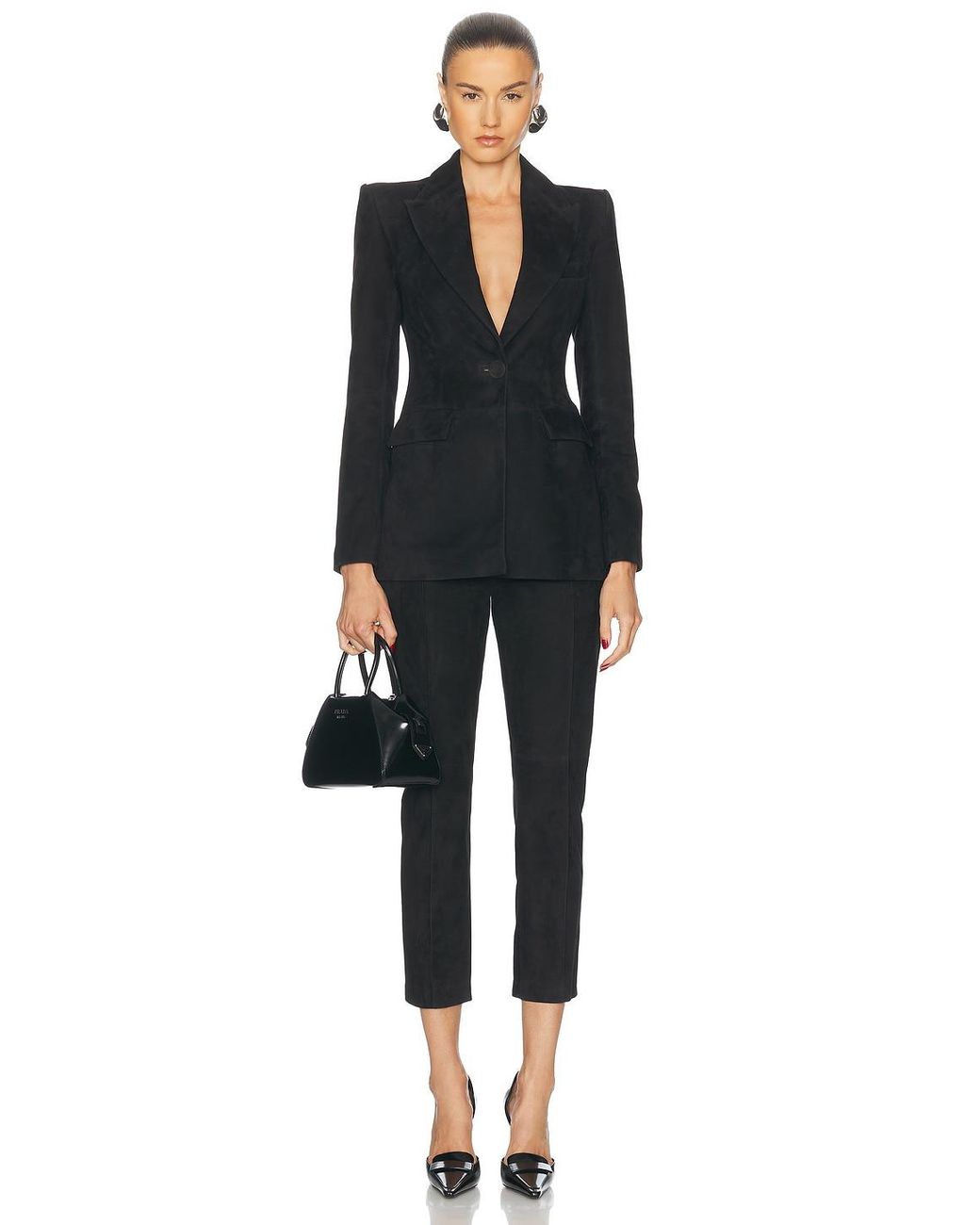 Alex Perry Black Cropped Suede Pant