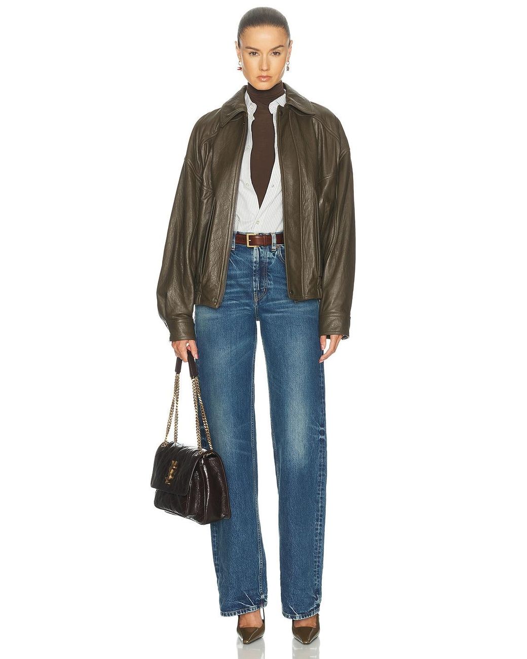 Saint Laurent Brown Leather Jacket