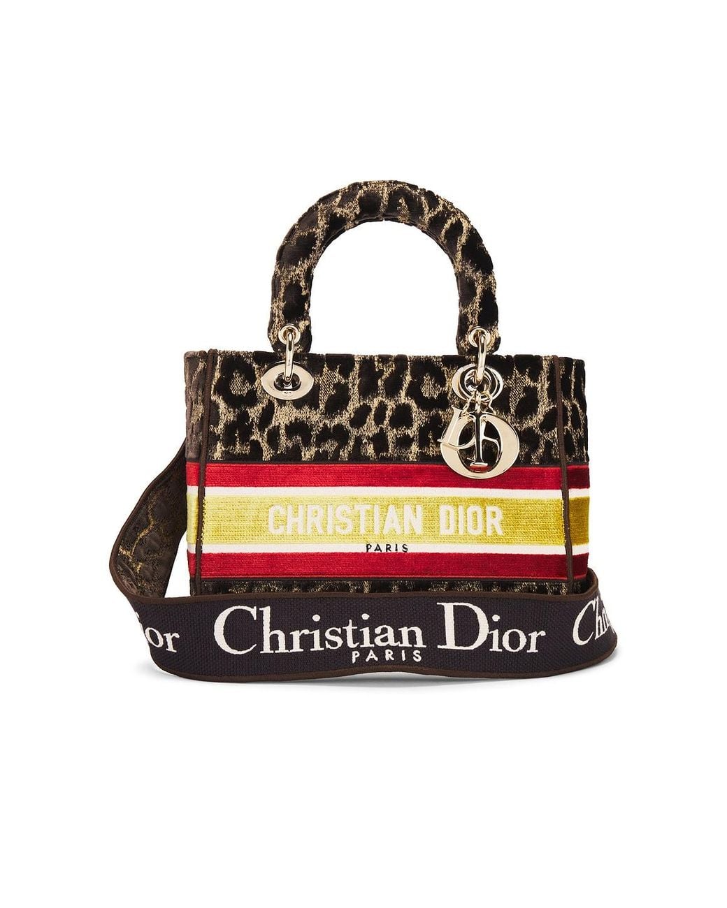 Dior Black Leopard Lady D-Lite Handbag