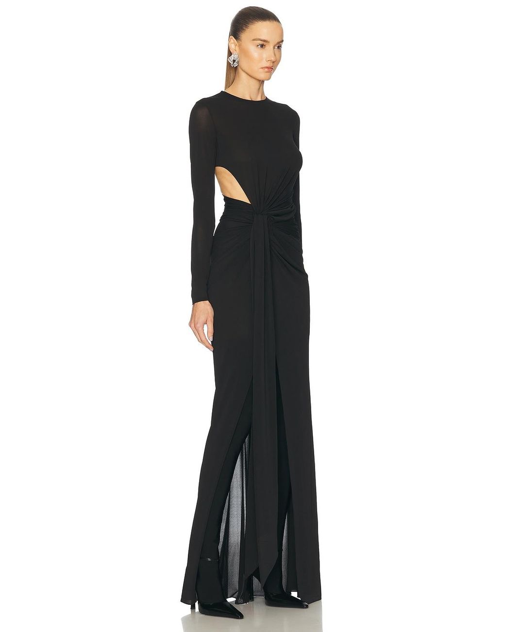 Alex Perry Cut Out Jersey Gown in Black | Lyst