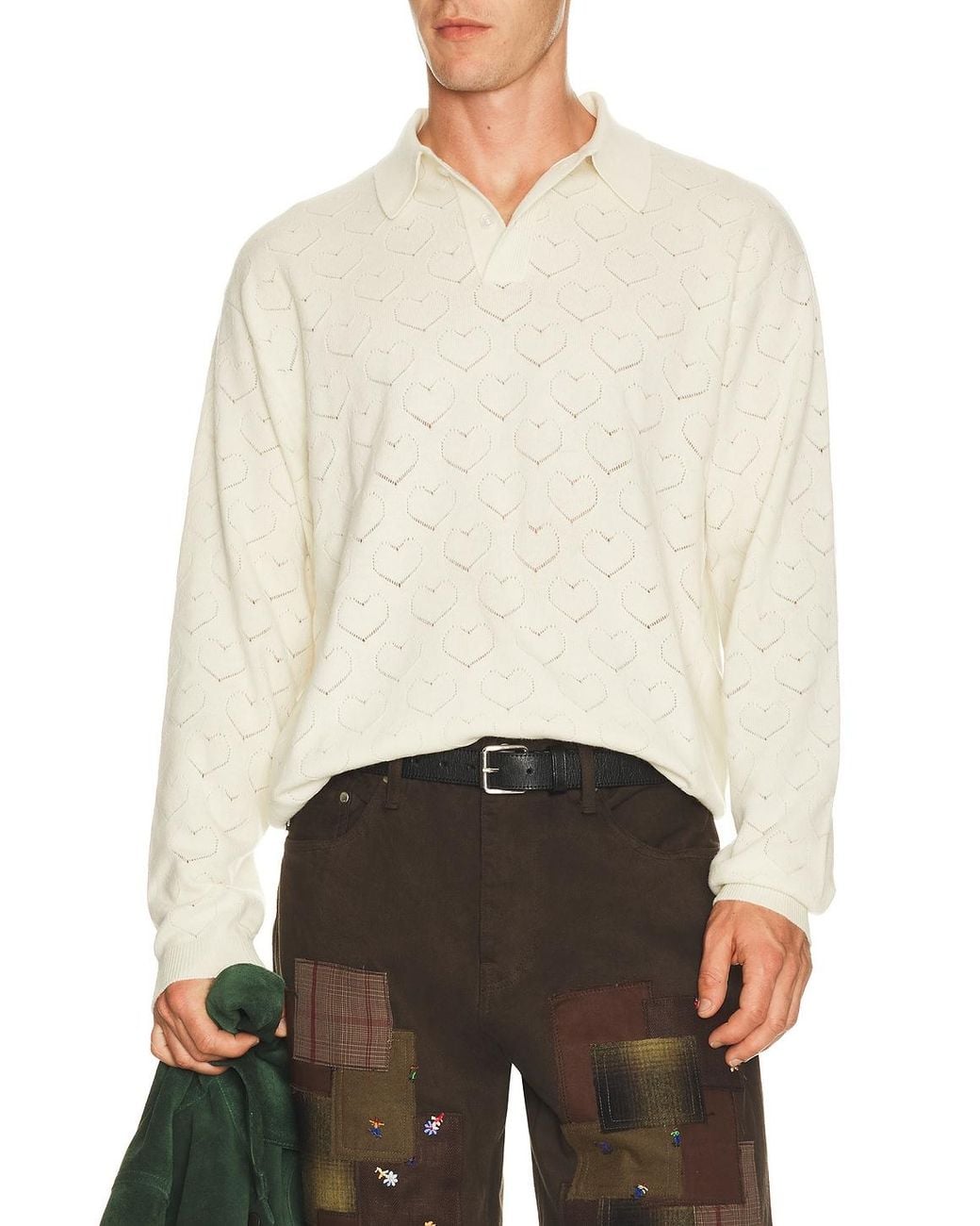 vowels Natural Eyelet Polo for men