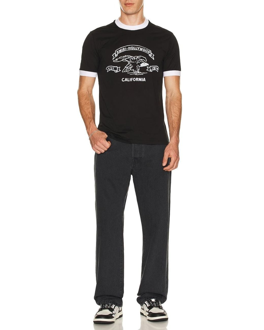 Amiri Black Eagle Ringer Tee for men