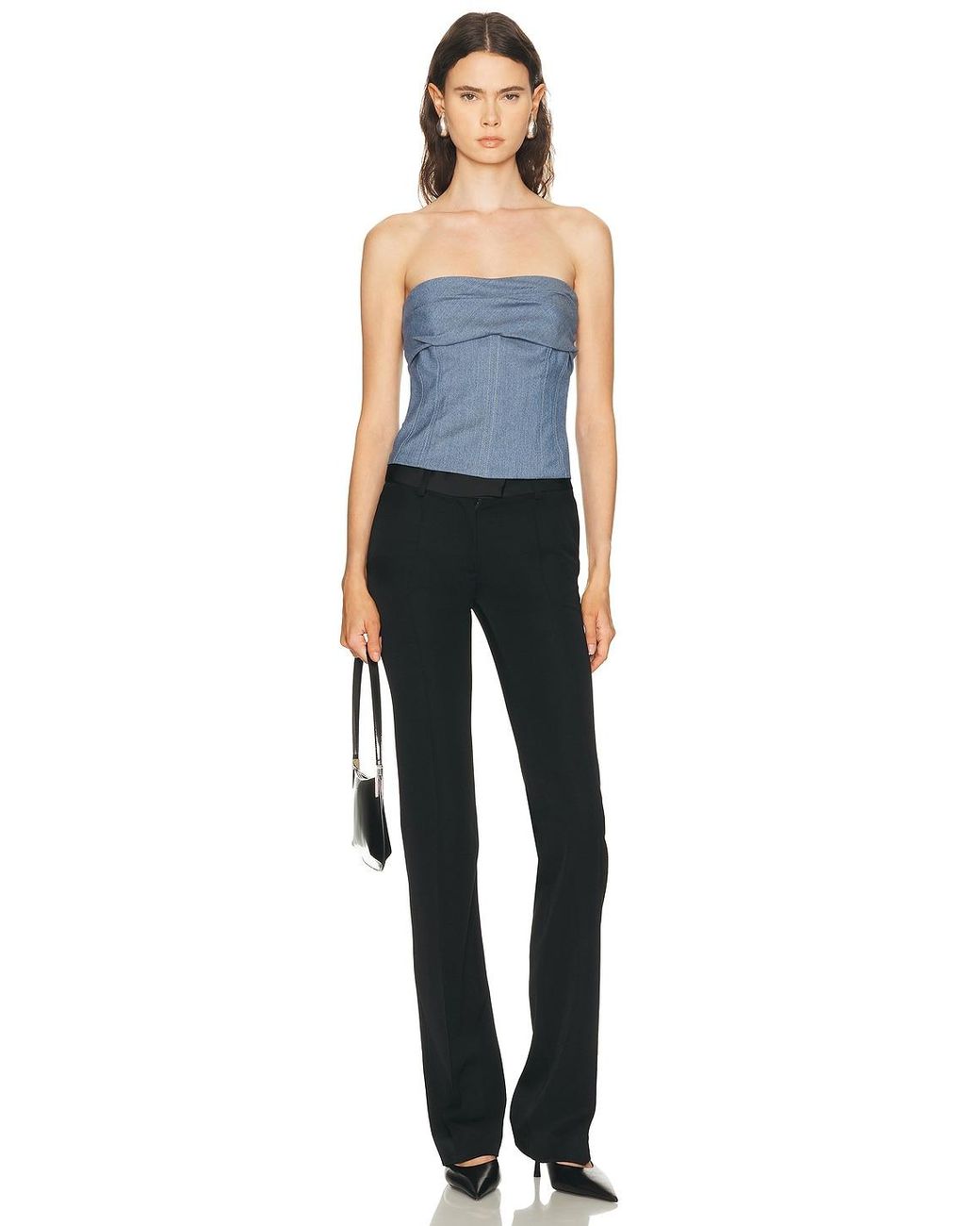 SEV Blue Tailored Drape Corset Top
