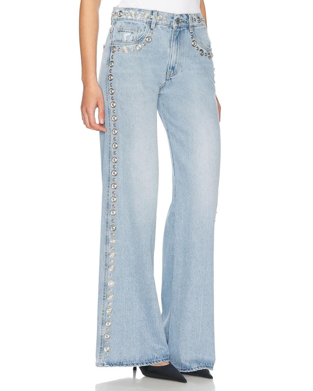 Coperni Blue Studded Wide Leg Jeans
