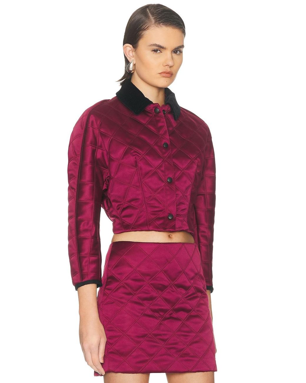 Atlein Red Cropped Quilted Jacket