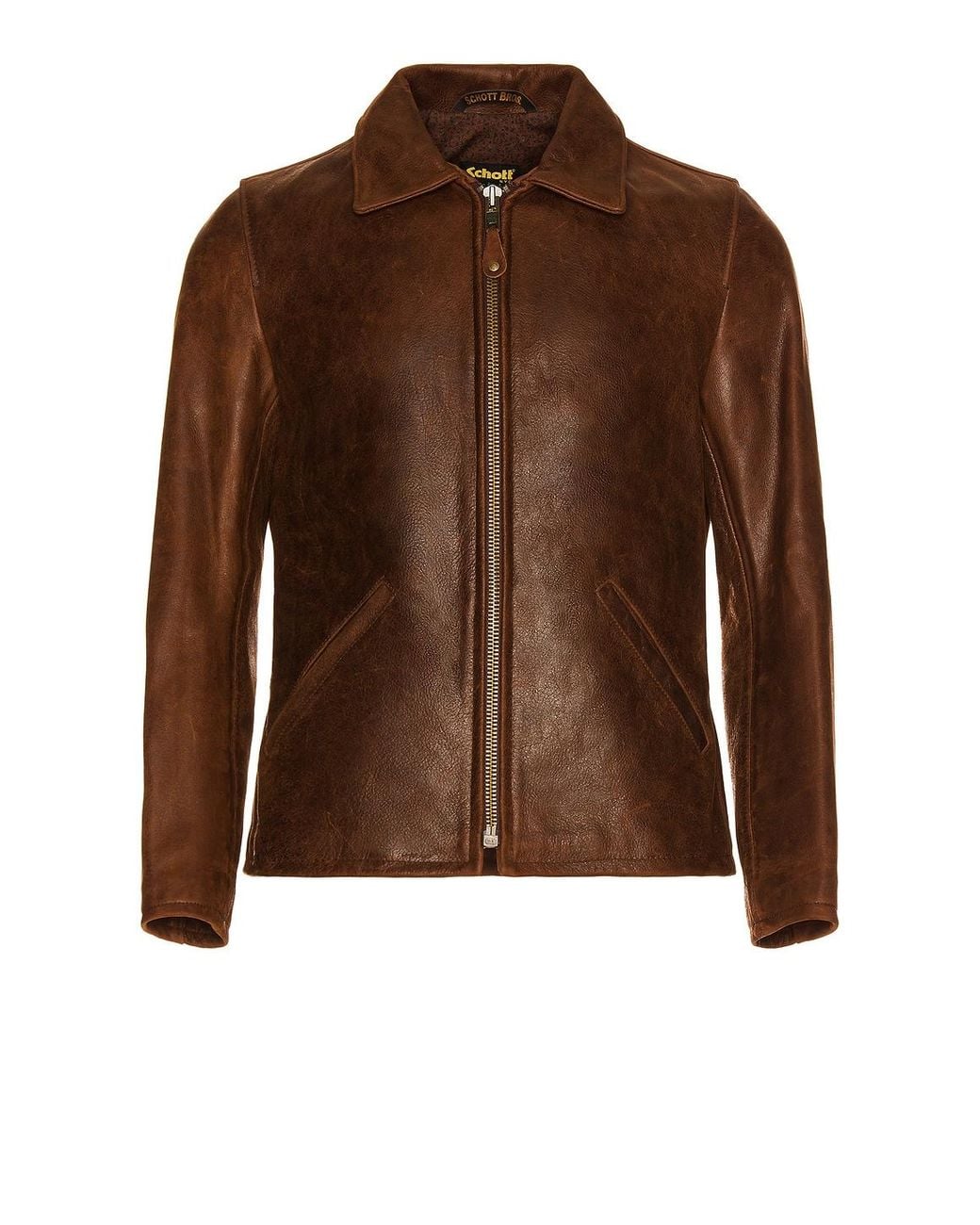 Schott Nyc Brown Waxy Buffalo Leather Sunset Jacket for men