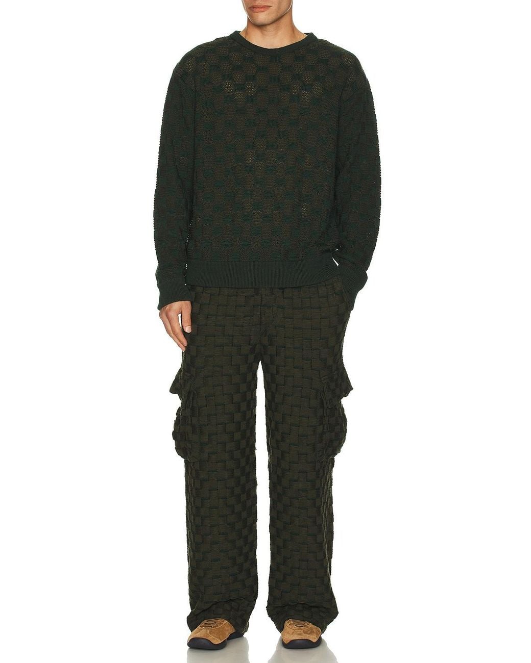 Isa Boulder Green Rectangle Sweater for men