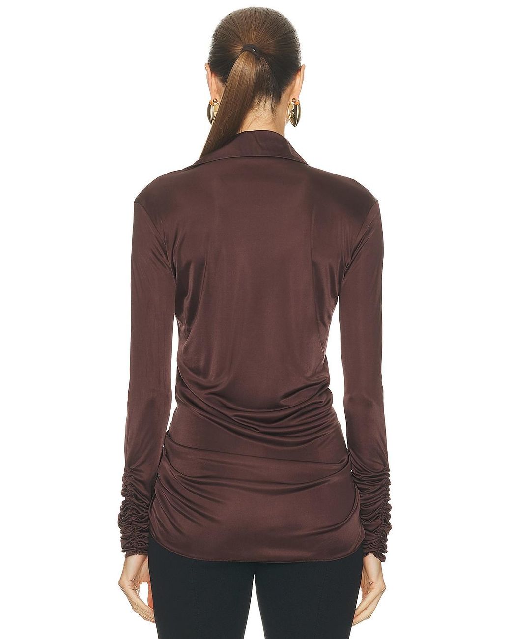 Atlein Purple Front Ruched Shirt