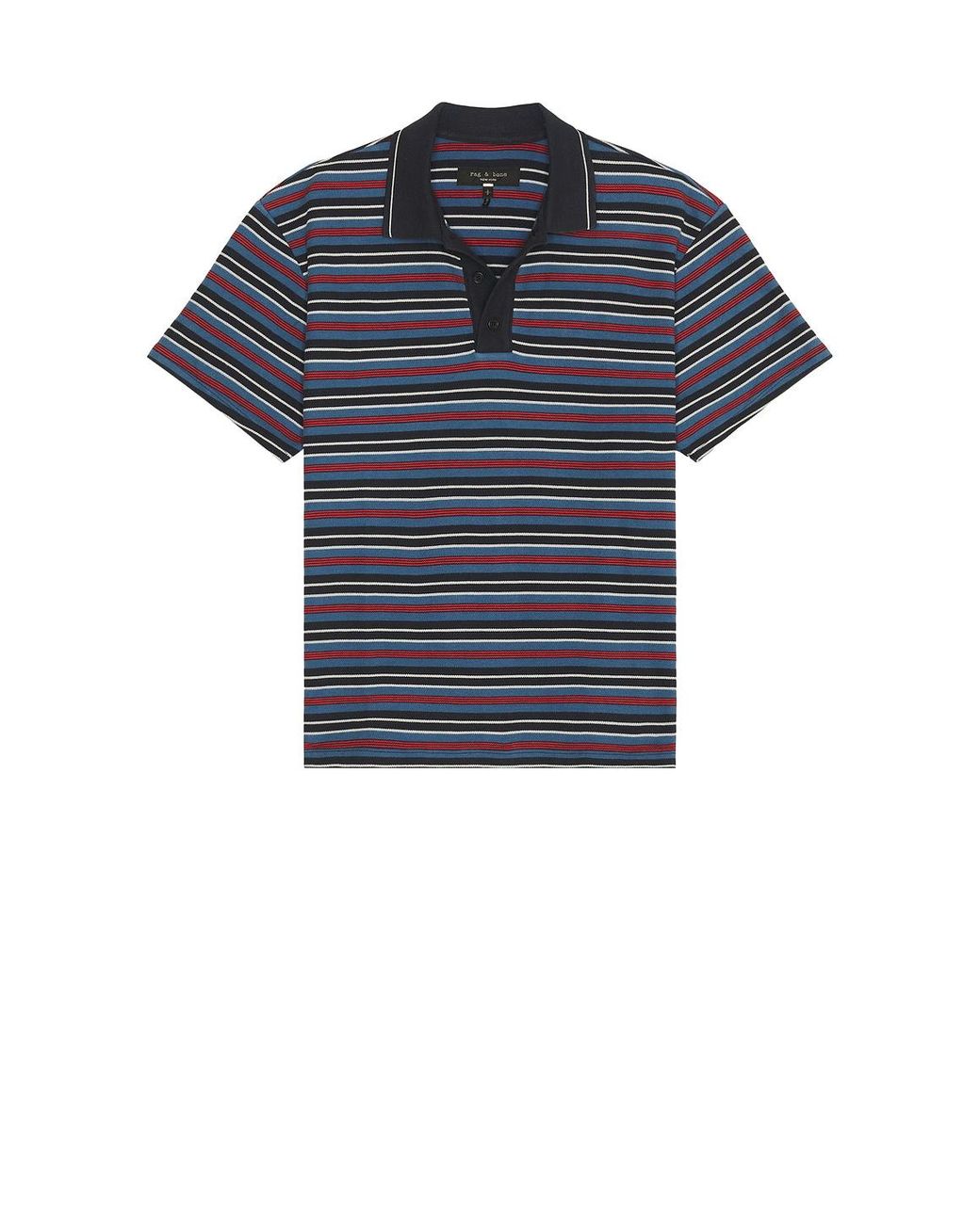 Rag & Bone Blue Stripe Pique Polo for men