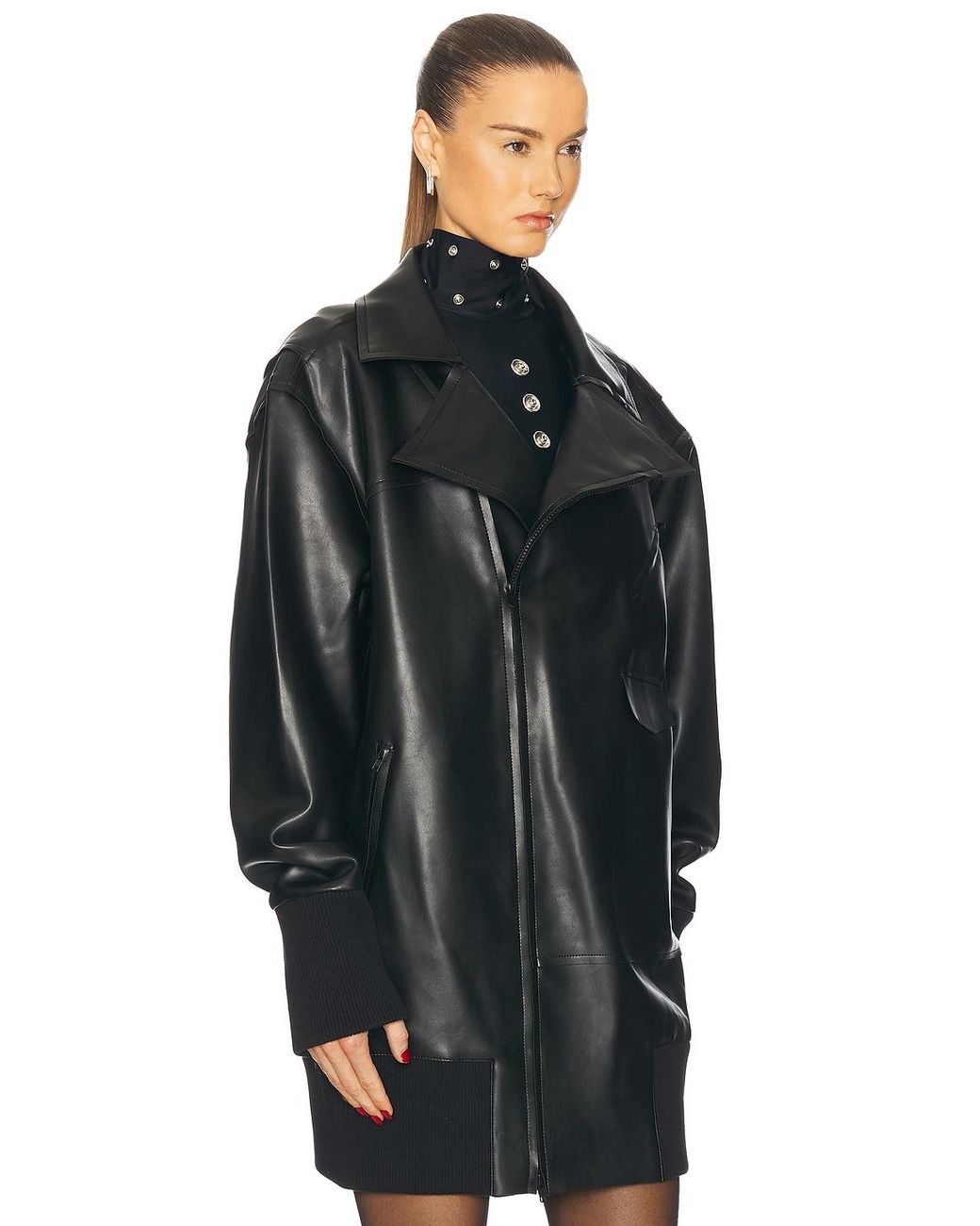 Norma Kamali Black Oversized Moto Jacket
