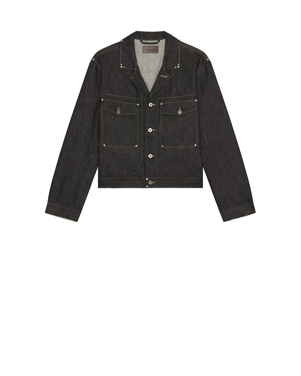 Lemaire Black Trucker Jacket With Studs for men