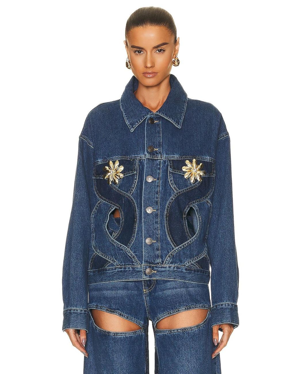 Area Rope Cutout Denim Jacket in Blue Lyst