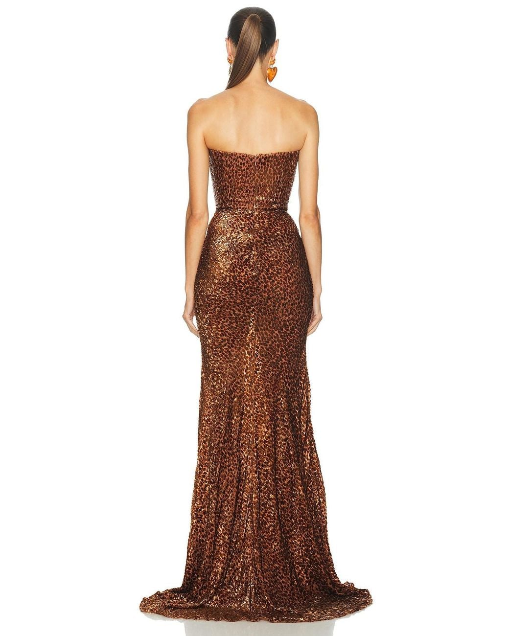 Alex Perry Brown Strapless Draped Gown