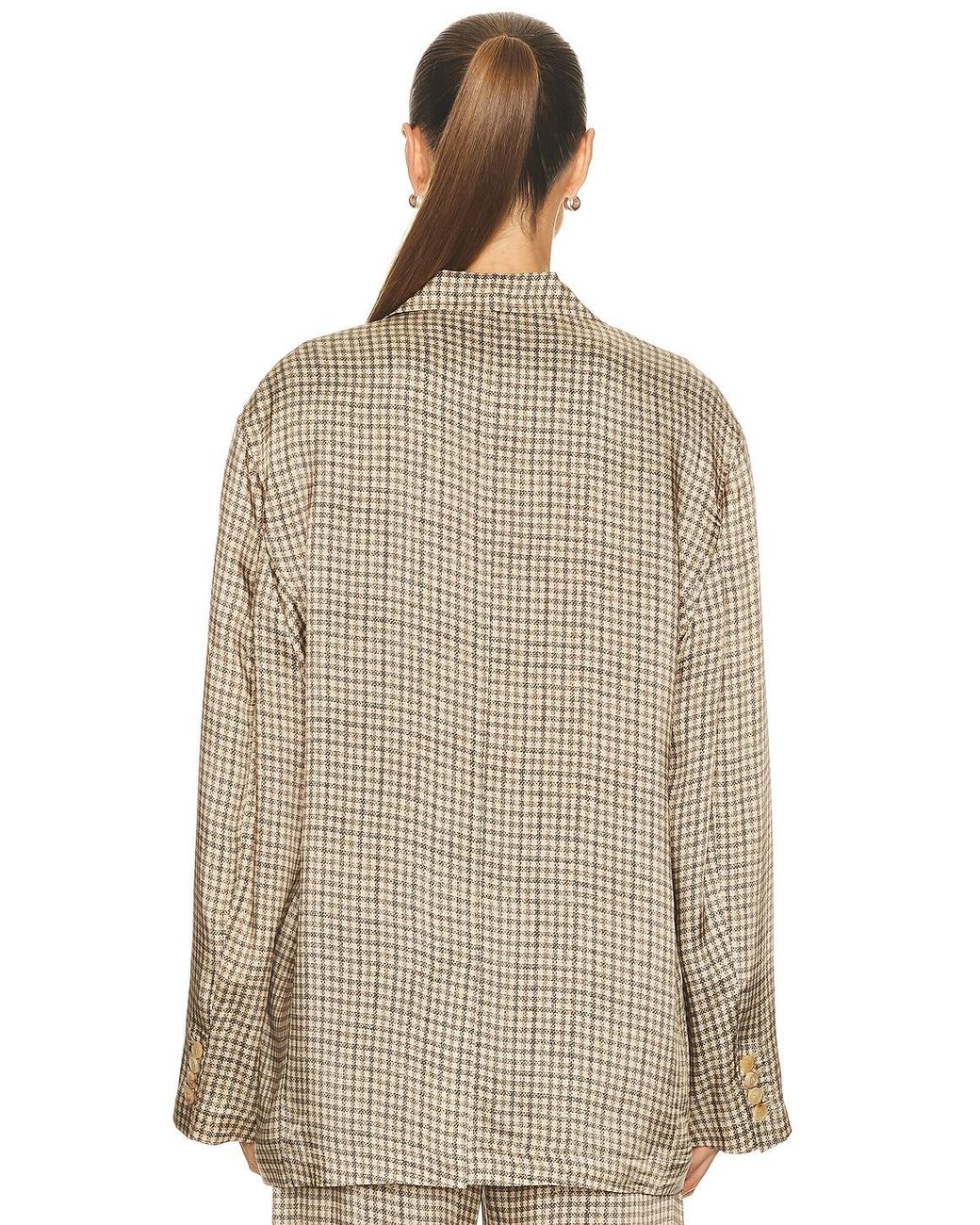 Acne Natural Junida Check Fluid Blazer