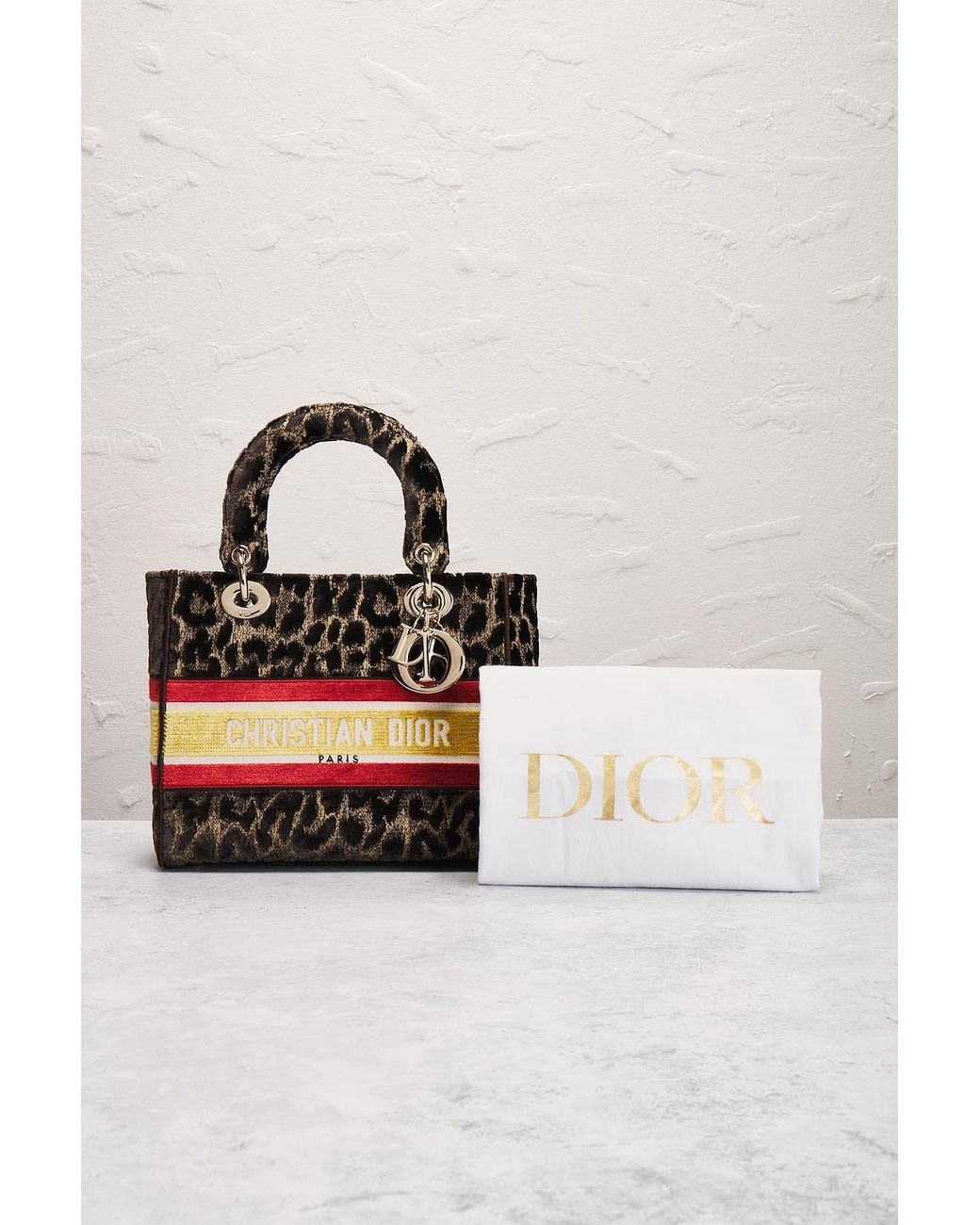 Dior Black Leopard Lady D-Lite Handbag