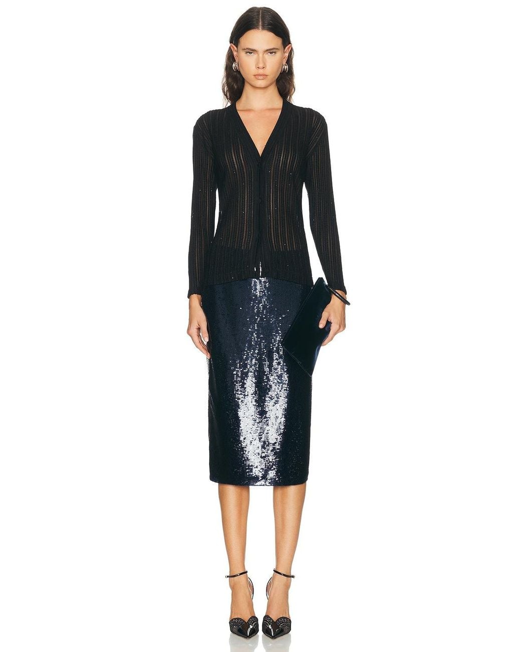 Tom Ford Black Micro Sequins Evening Cardigan