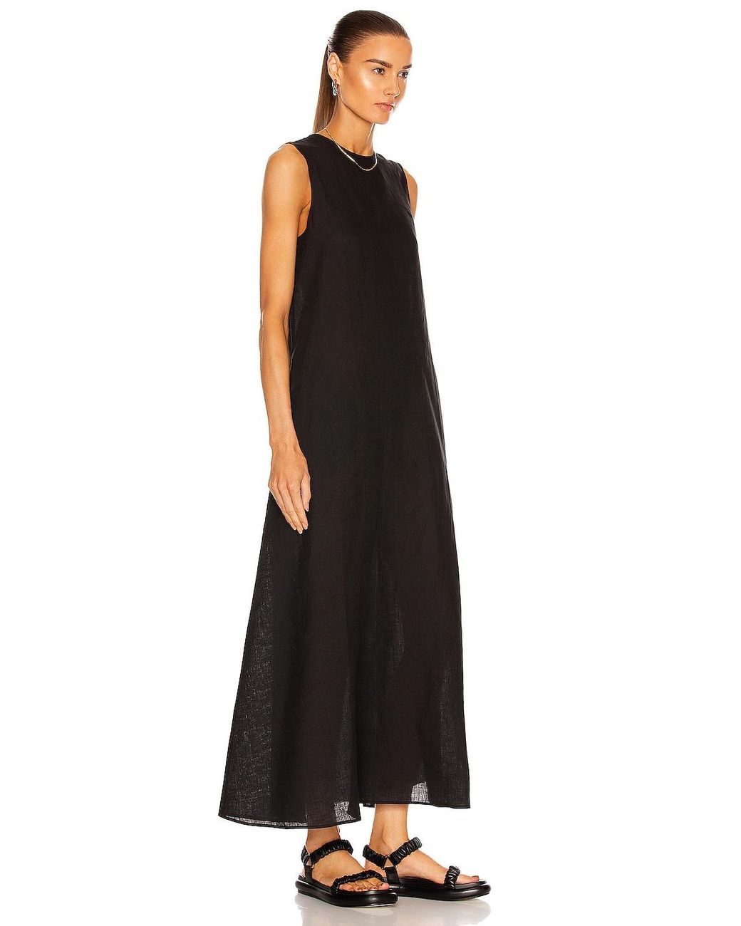 Asceno Linen The Tallin Dress in Black | Lyst
