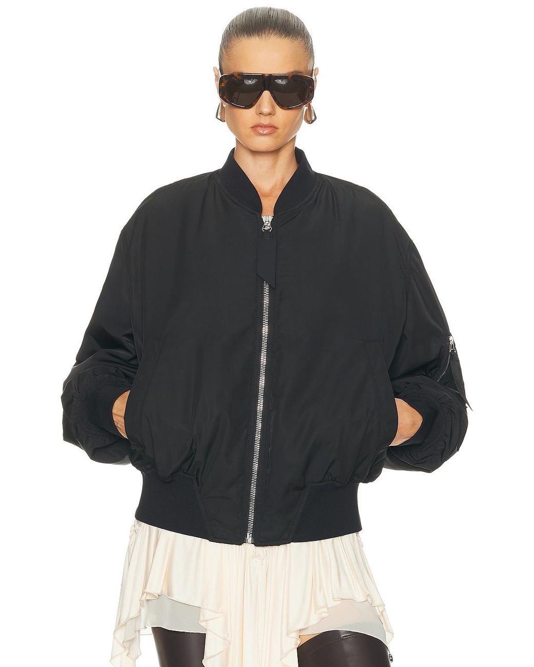 The Attico Black Bomber Jacket