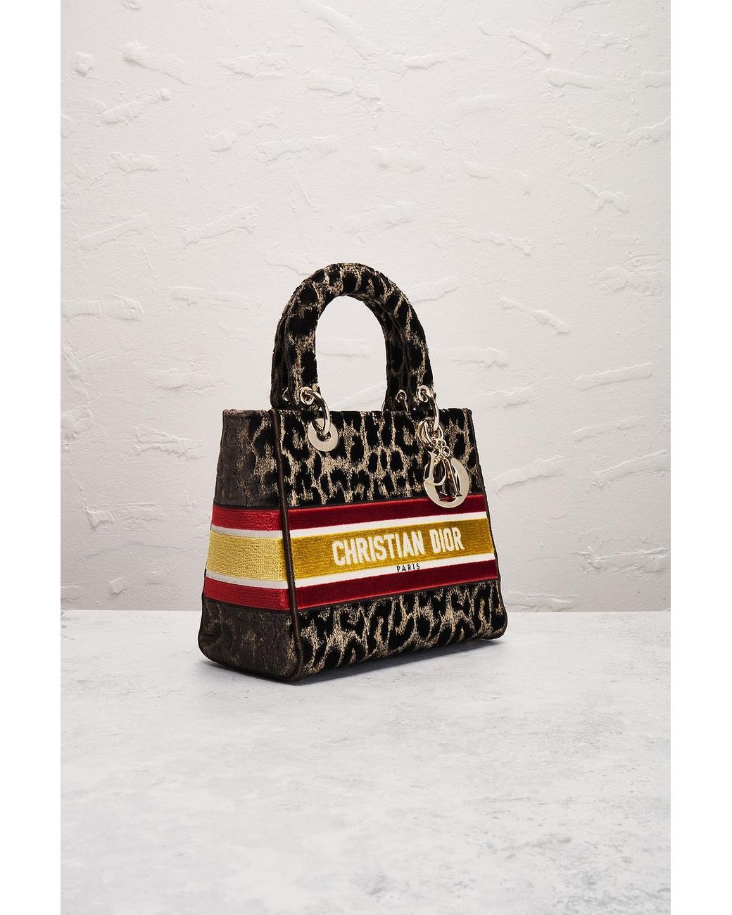 Dior Black Leopard Lady D-Lite Handbag