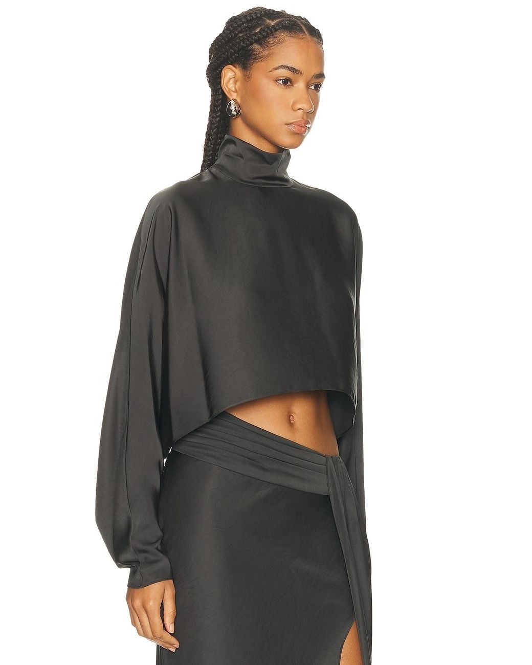 LAPOINTE Gray Lightweight Satin Caftan Top