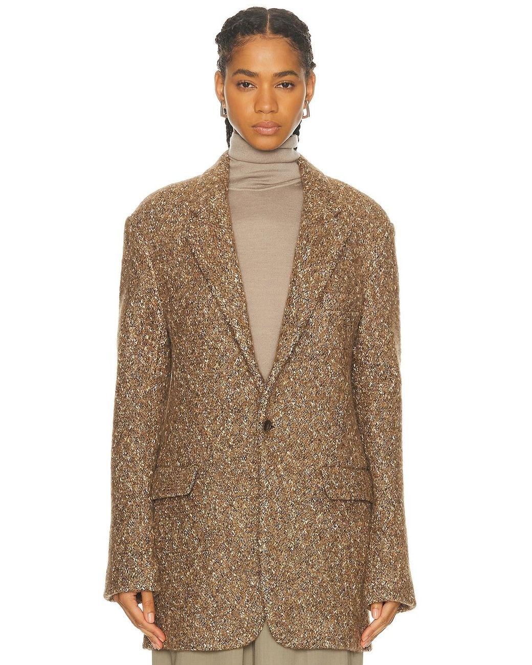 R13 Brown Oversized Ragged Blazer