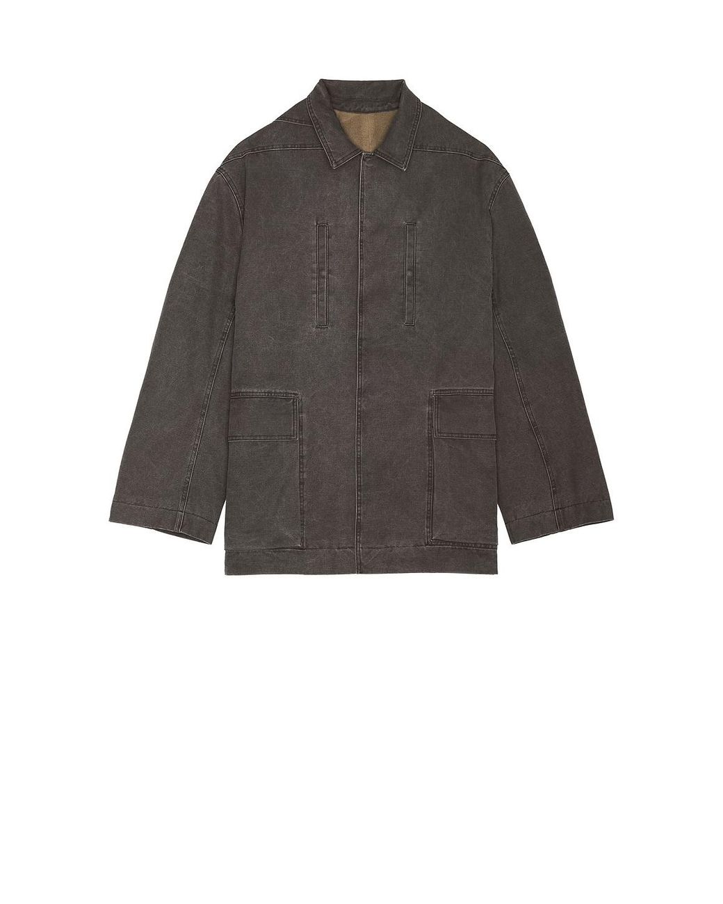 Rick Owens Gray Collared Mac Jacket for men