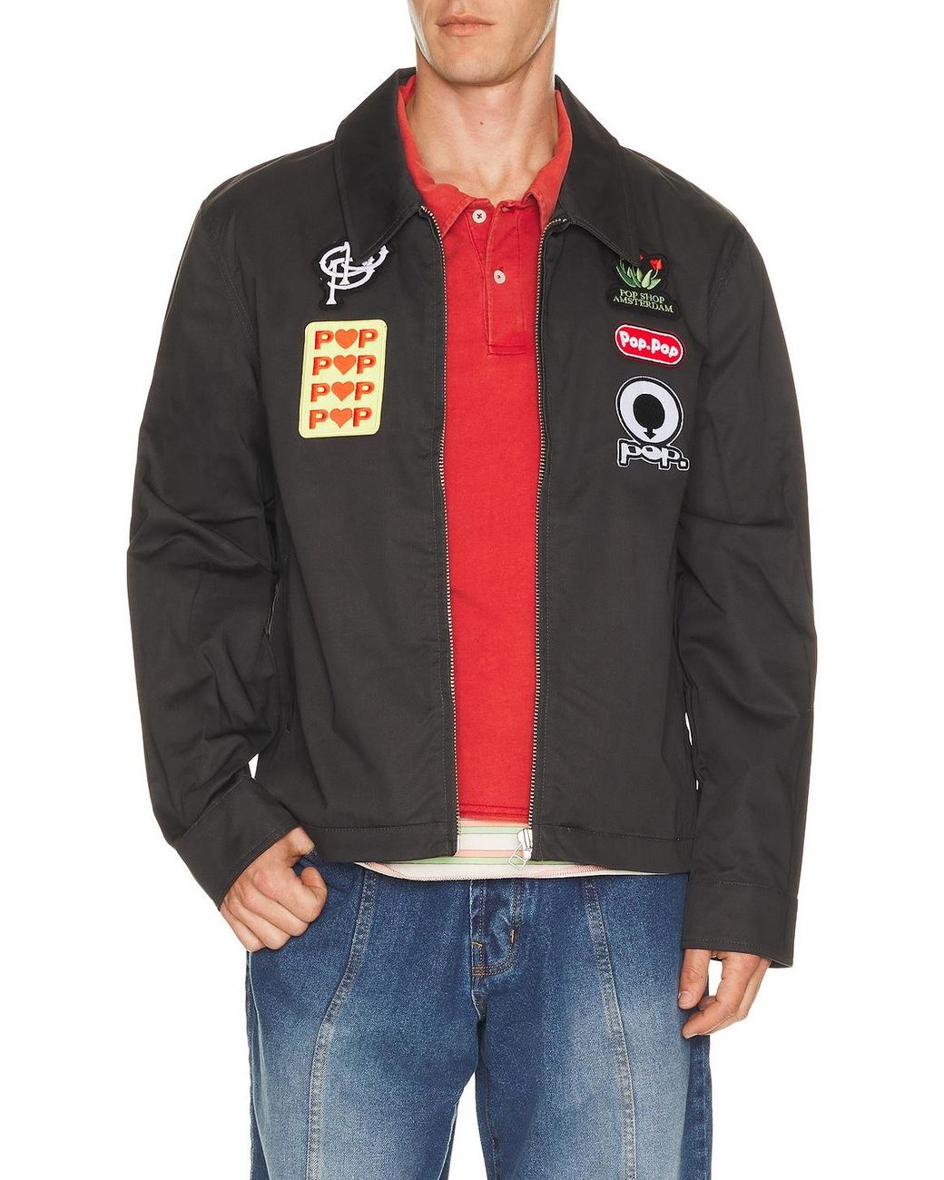 Pop Trading Co. Gray Full Zip Worker Jacket for men