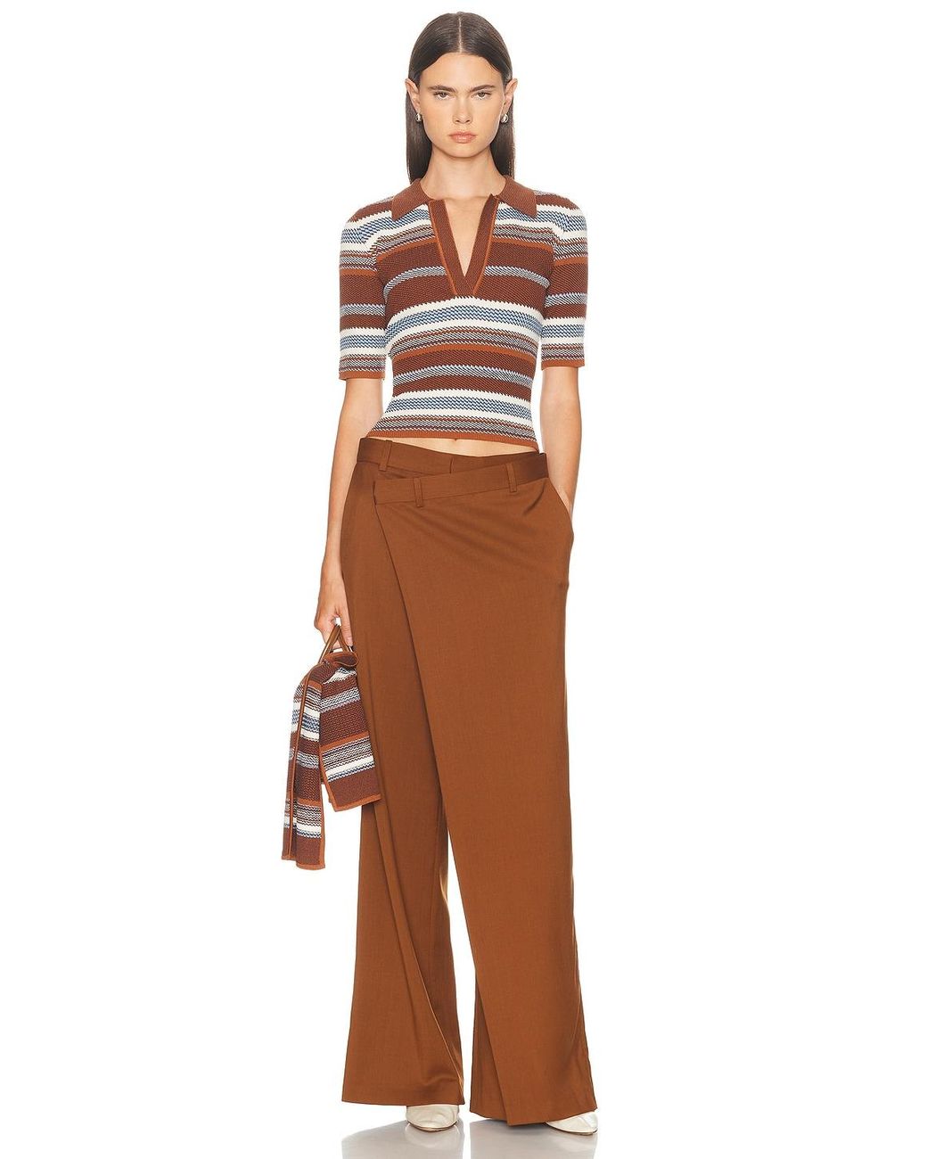 Monse Brown Fold-Over Front Trouser