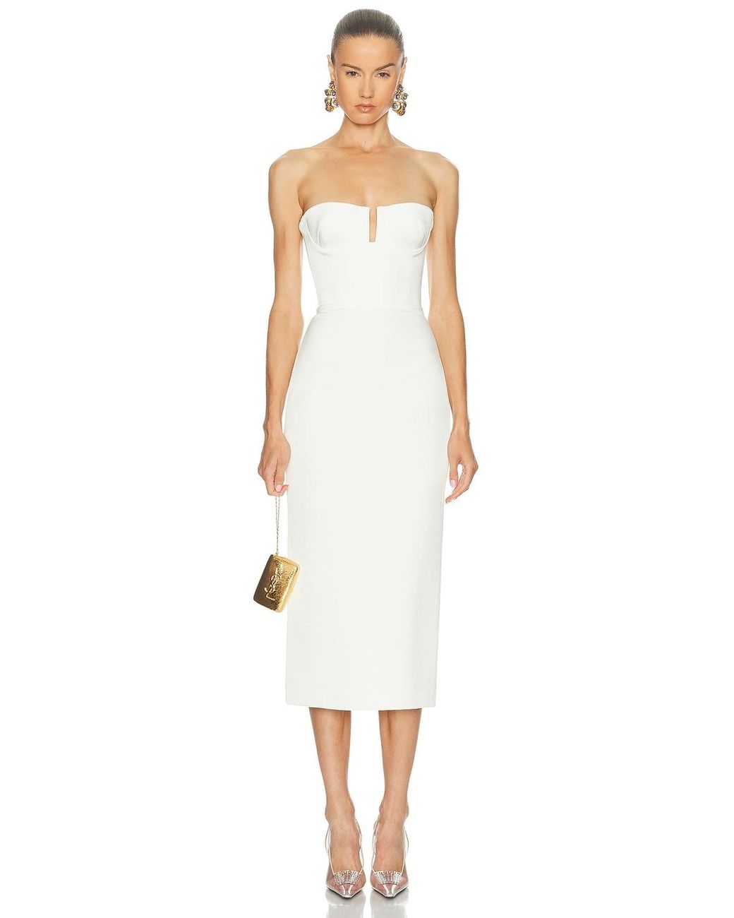Alex Perry Strapless Dress in White | Lyst