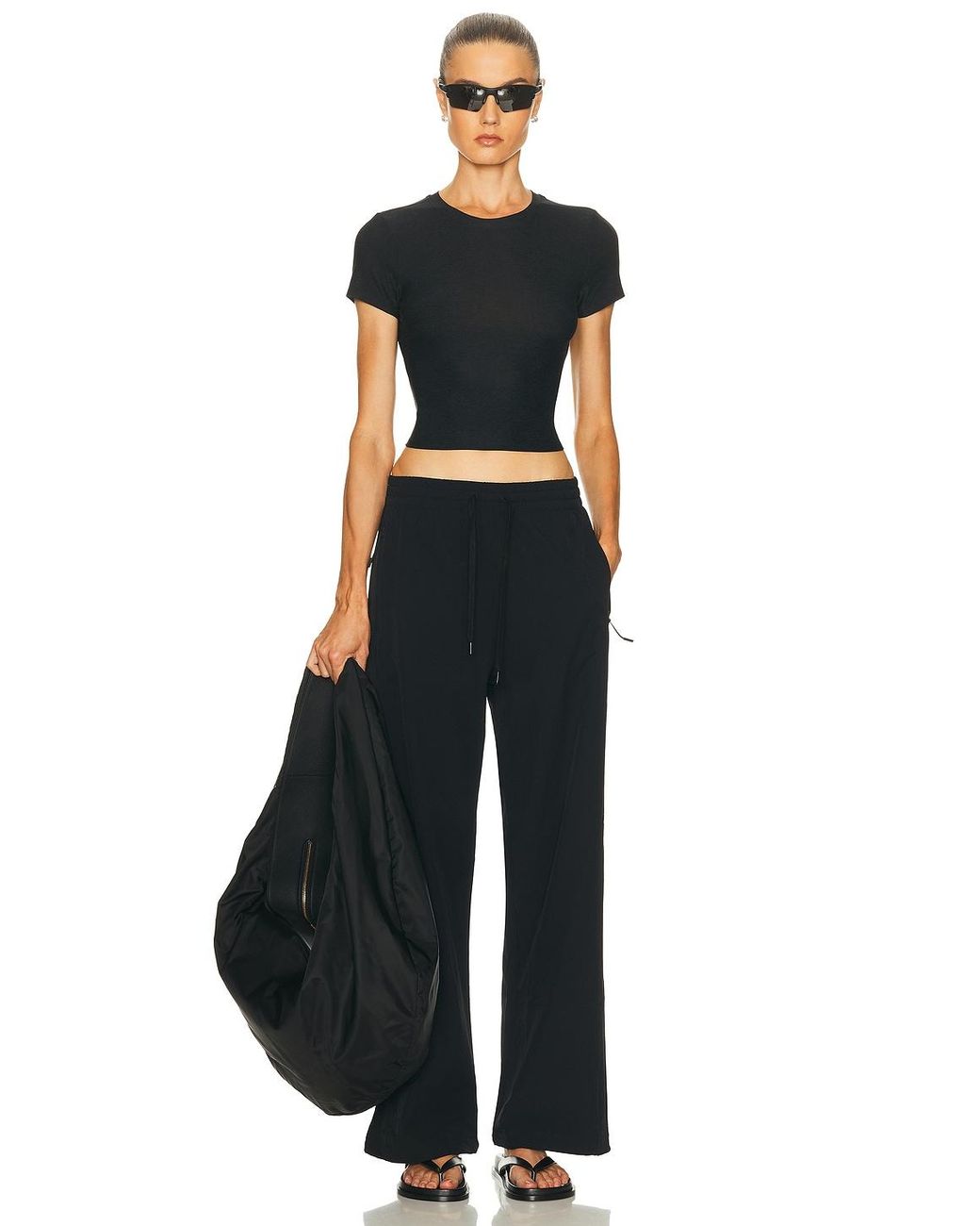 Beyond Yoga Black Featherweight Cropped Tee