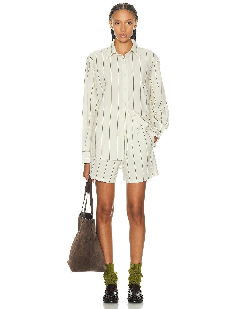 Bode White Celery Stripe Boxer Short