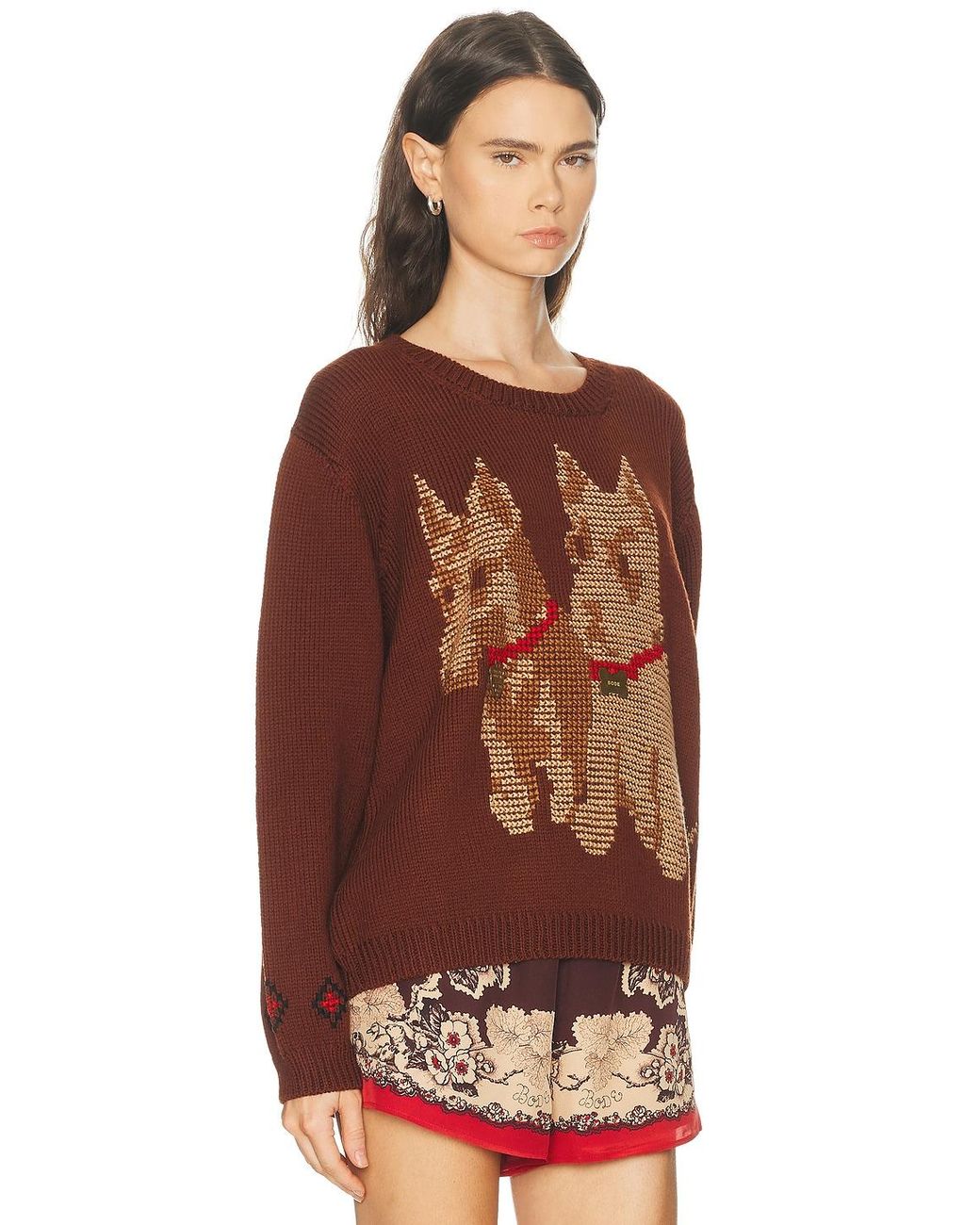 Bode Brown Scottie Sweater