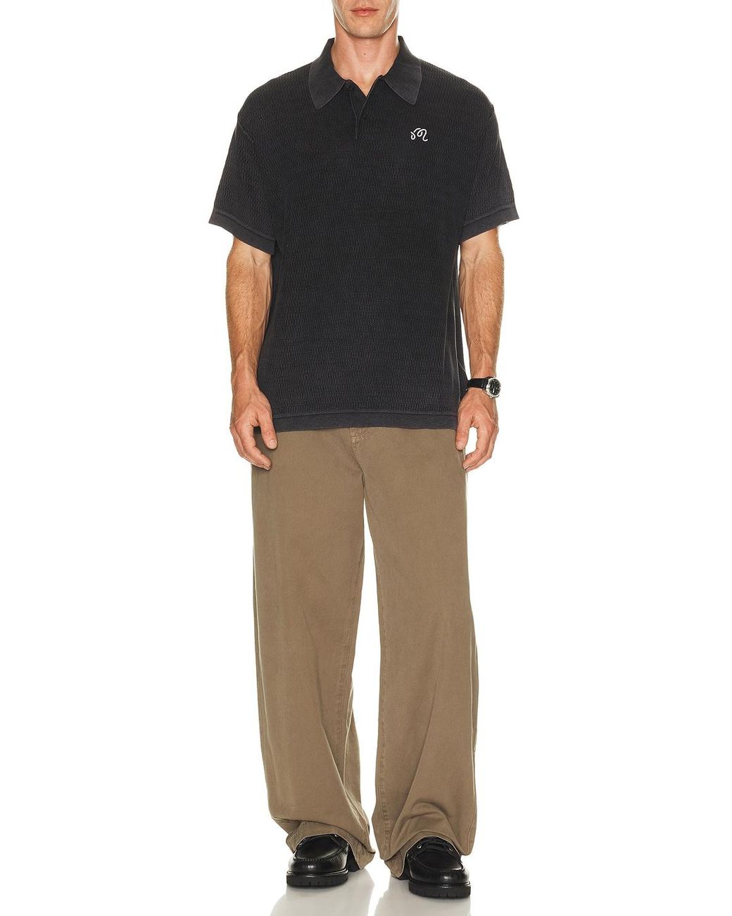 Malbon Black Brickwork Polo for men