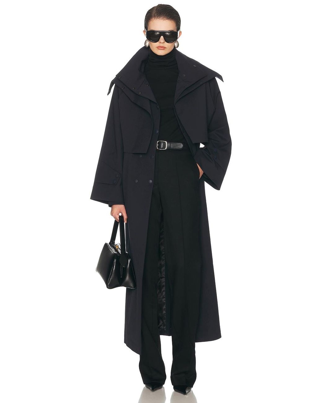 SEV Black Technical Tailored Trench Coat
