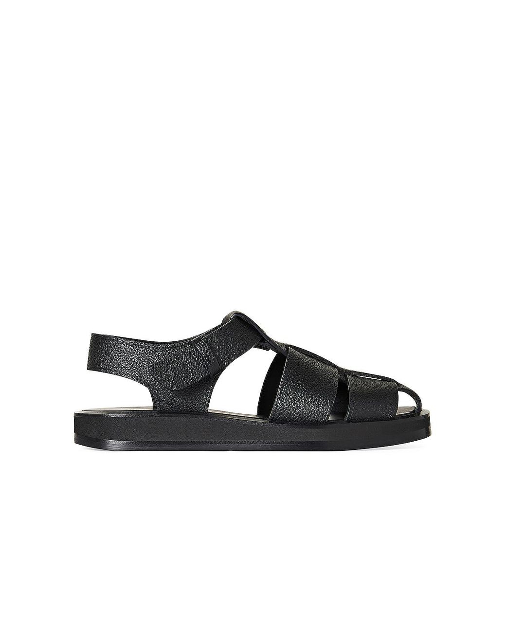 The Row Fisherman Leather Sandals in Black - Lyst